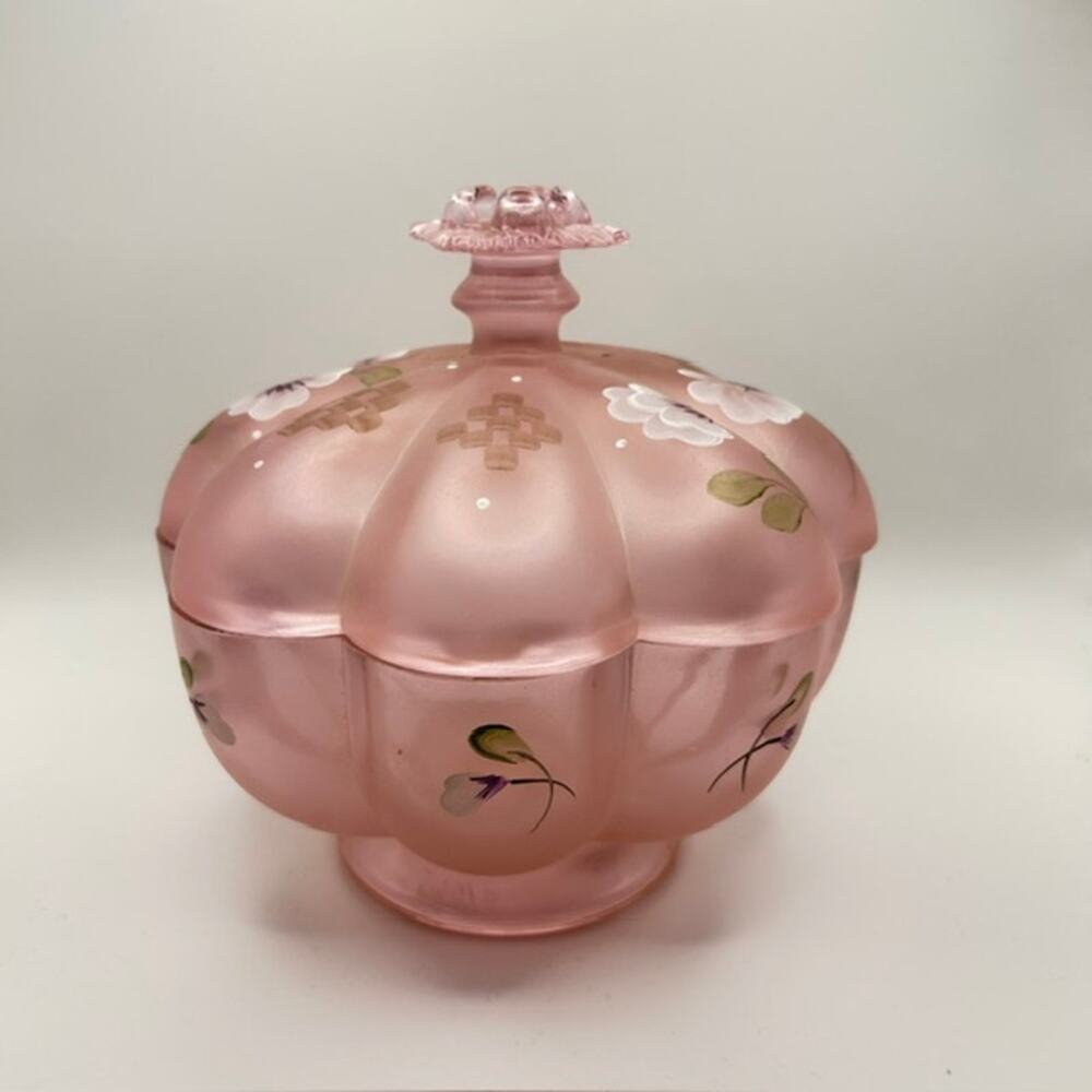 Fenton Spring Splendor Pink Chiffon Melon Candy Dish #1065